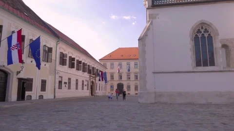 Banski dvori, Saint Mark's square, Zagreb Stock Footage 83685709