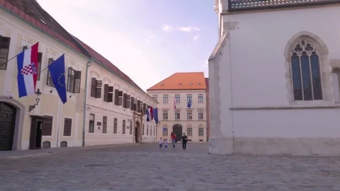 Banski dvori, Saint Mark's square, Zagreb Stock Footage 83711024