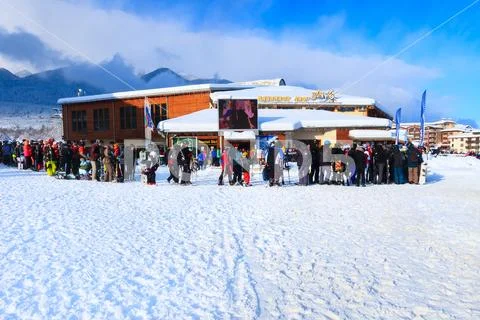 Bansko ski station, cable car lift, Bulgaria Stock Photos