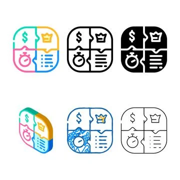 Bant budget authority stylized needs timeline color icon vector Stock Illustration