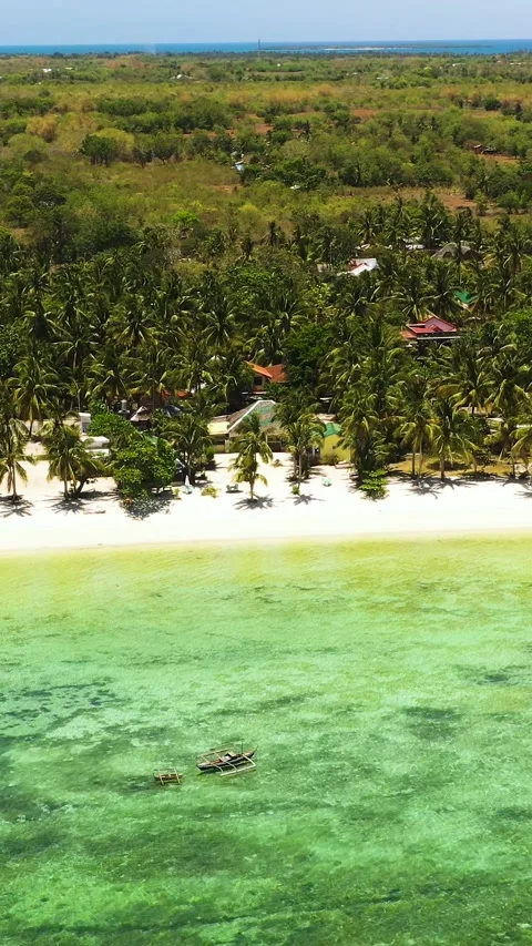 Bantayan Island white sandy beach. Cebu, Philippines. Stock Footage 314204372