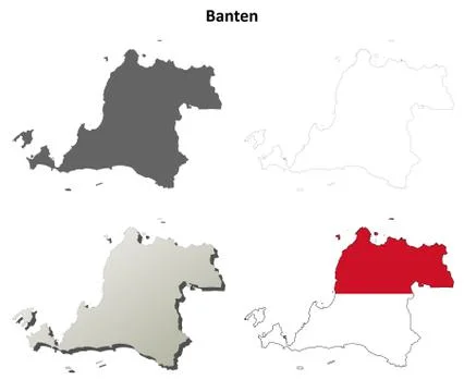 Banten blank outline map set Stock Illustration