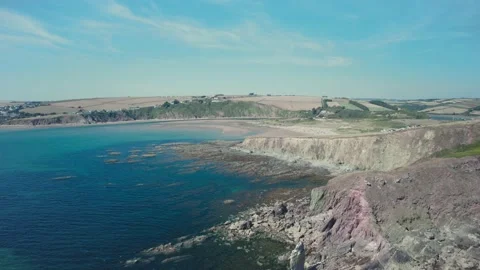 Bantham Beach and River Avon from a drone, South Hams, Devon, England Stock Footage 203824984