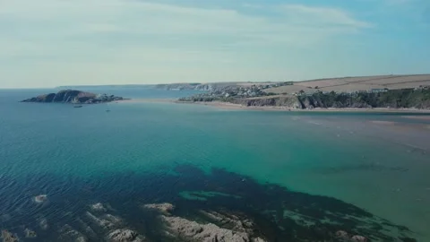 Bantham Beach and River Avon from a drone, South Hams, Devon, England Stock Footage 203826760
