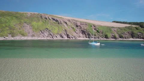 Bantham Beach and River Avon from a drone, South Hams, Devon, England Stock Footage 205513717