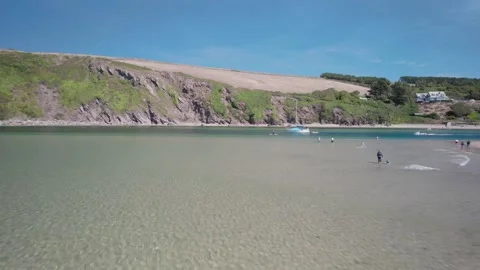Bantham Beach and River Avon from a drone, South Hams, Devon, England 库存影片 205513990