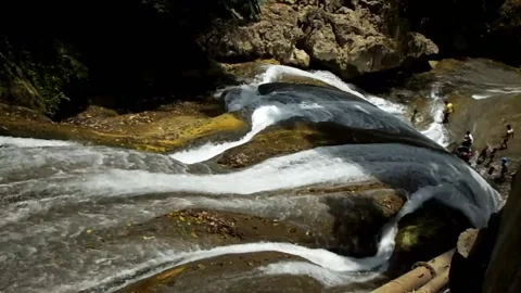 Bantimurung waterfall flow from above Stock Footage 152223817