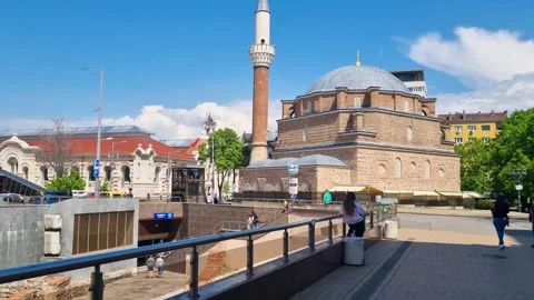 Banya Bashi Mosque in central Sofia stands as a remnant of Ottoman rule Stock Footage 311568368