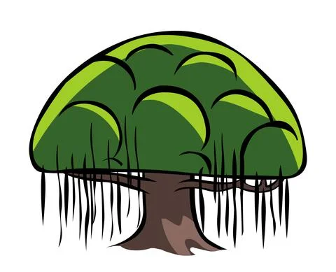 Banyan tree doodle Stock Illustration
