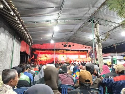 Banyumas, Central Java, Indonesia, March 21, 2026: People enjoying a live Wayang Stock Photos
