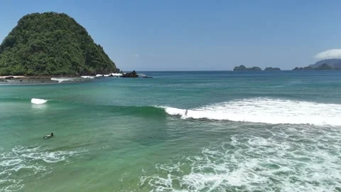 Banyuwangi World Class Surfing Waves and Tropical Beach Stock Footage 321355480