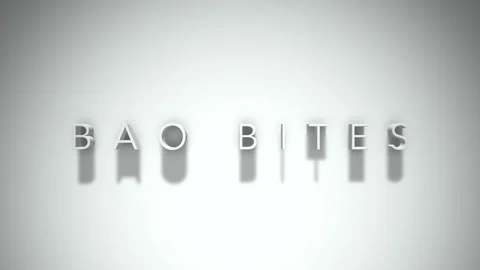 Bao bites 3D title animation with shadows on a white background Stock Footage 297796304