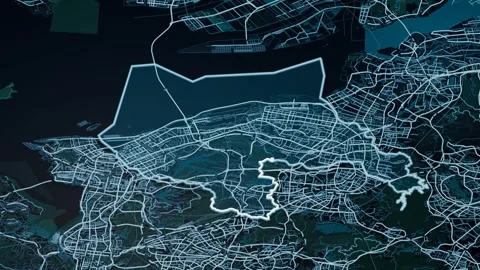 Bao an District Bao an China Digital Map Highlight 4K Stock Footage 337195524