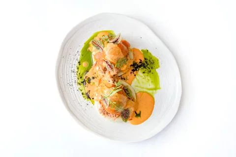 Bao with pulled beef, pumpkin sauce and arugula Foto stock