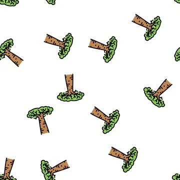 Baobab africa tree vector seamless pattern Stock Illustration