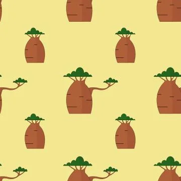 Baobab seamless pattern Stock Illustration