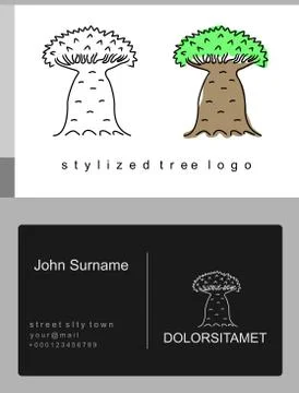 Baobab tree cartoon emblem Stock Illustration