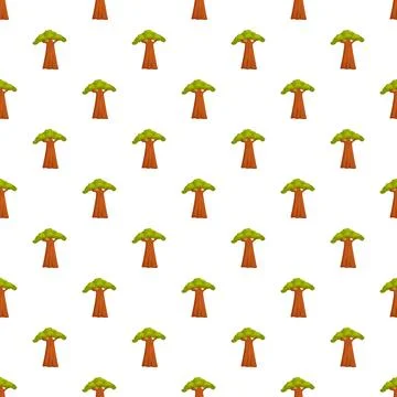 Baobab tree cartoon pattern repeating seamlessly イラスト素材