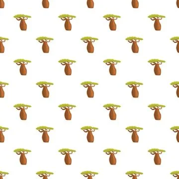 Baobab tree cartoon seamless pattern background Stock Illustration
