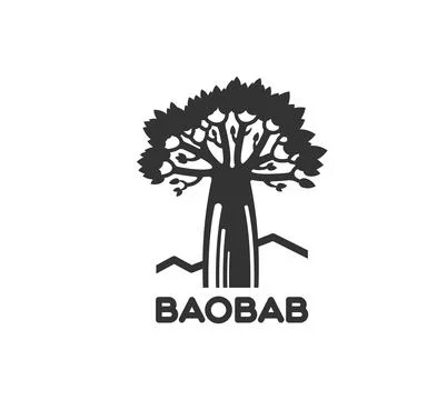 Baobab tree graphic icon, abstract emblem Stock Illustration