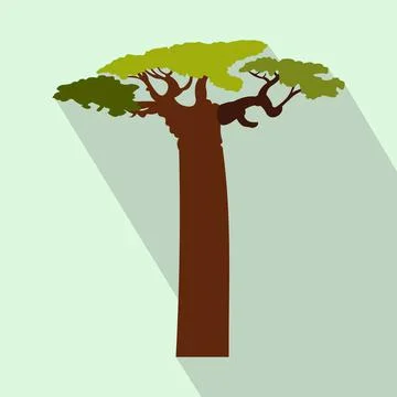 Baobab tree icon, flat style Stock Illustration