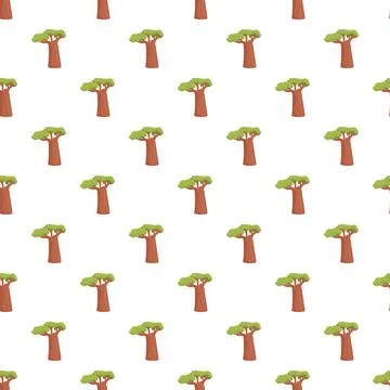 Baobab tree pattern repeating seamless botanical background 库存插图