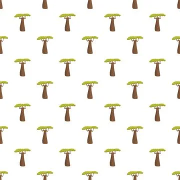 Baobab tree pattern seamless tropical background Stock Illustration