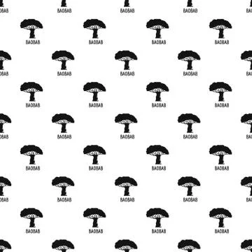 Baobab tree pattern seamless vector Stock Illustration