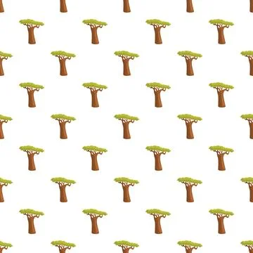 Baobab tree seamless pattern background design Stock Illustration