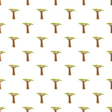 Baobab tree seamless pattern illustrating african nature 스톡 일러스트