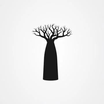 Baobab tree silhouette. simple flat vector illustration Stock Illustration