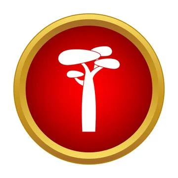 Baobab tree simple icon in a red circle Stock Illustration