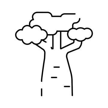 Baobab tree simple line art icon illustration Stock Illustration