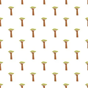 Baobab trees forming a repeating natural pattern Stock Illustration