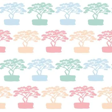 Baobab on white background, decorative vector illustration seamless pattern f 스톡 일러스트