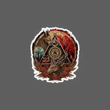 Baphomet illuminati design sticker Stock Illustration