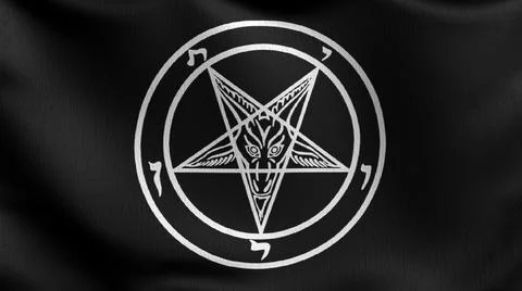 Baphomet Knights Templar flag blowing in the wind. 3D rendering illustration  Stock Illustration