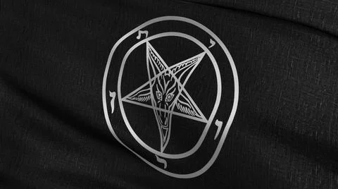 Baphomet Knights Templar flag blowing in the wind. 3D rendering illustration  Stock Illustration