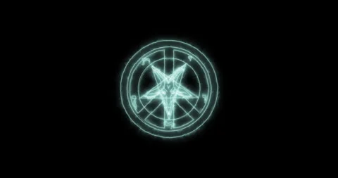 Baphomet symbol blue flaming. Loop Stock Footage 309280141