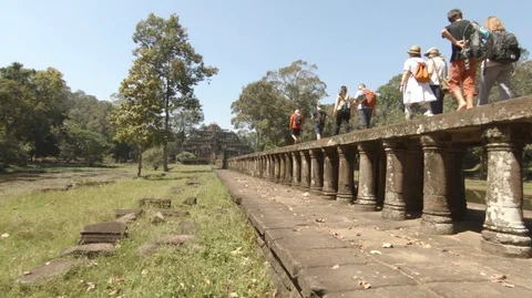 Baphuon temple footpath in Angkor Thom, Cambodia. (B) Stock Footage 101824654