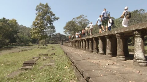 Baphuon temple footpath in Angkor Thom, Cambodia. (A) Stock Footage 101824665