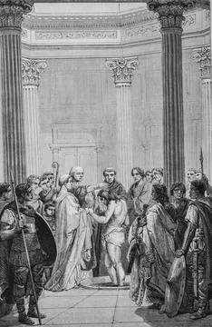 Bapteme de Clovis 25 December 496, the picturesque magazin by Edouard Charton Stock Illustration