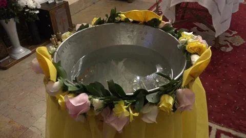 Baptise  ortodox water recipient Stock Footage 130863324