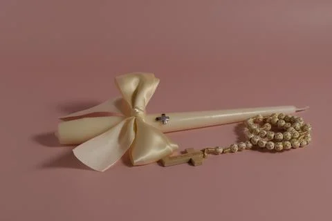  	Baptism candle Stock Photos