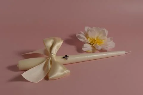  	Baptism candle Stock Photos