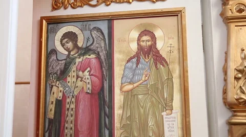 Baptism. The icons of Orthodox saints. Z... | Stock Video | Pond5