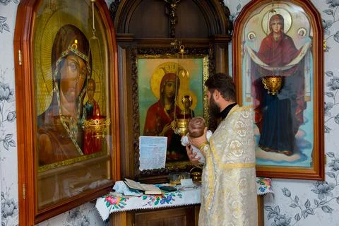 Baptism of an infant. Foto stock