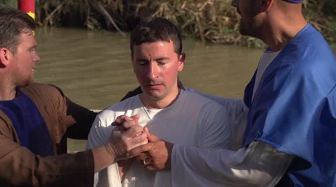 Baptism in Jordan River Stock Footage