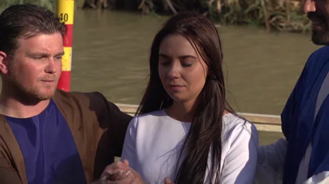 Baptism in Jordan River Stock Footage 37848295