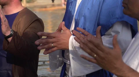 Baptism in Jordan River Stock Footage 37848812
